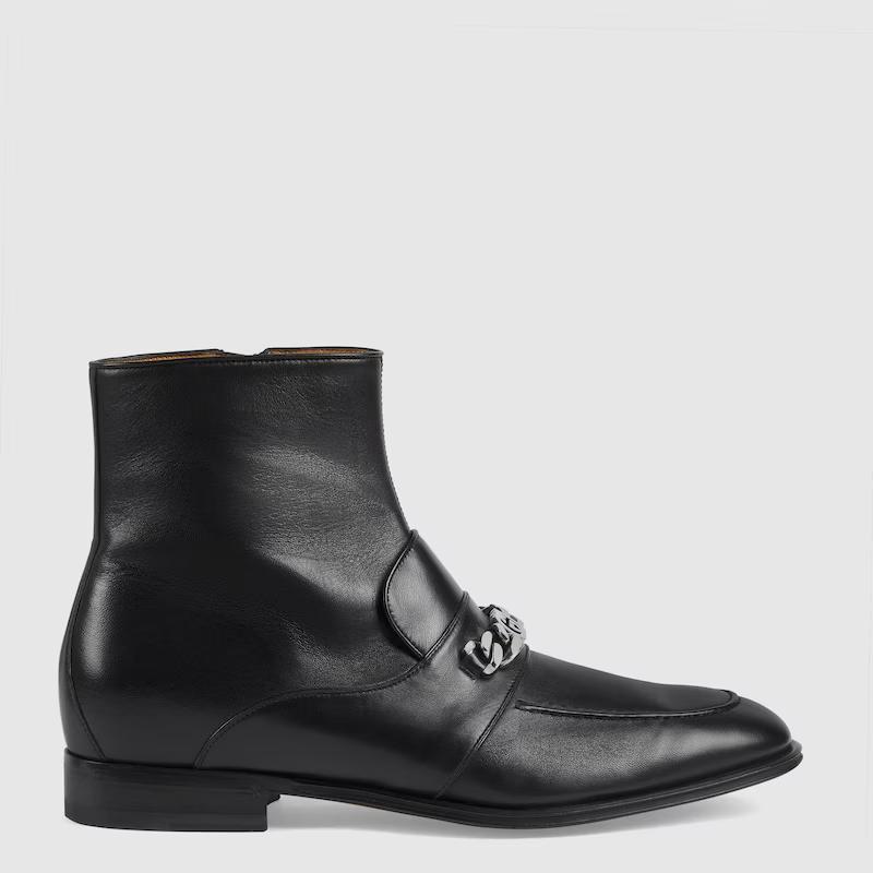 Giày Gucci Bootie With Interlocking G Chain Nam Đen