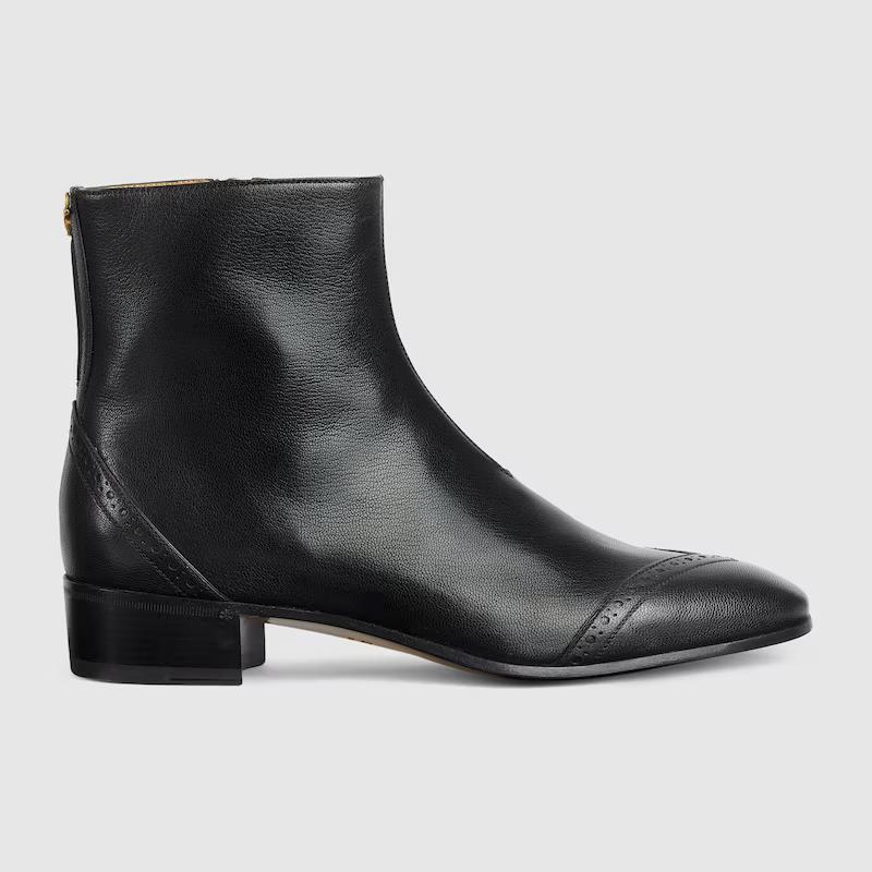 Giày Gucci Ankle Boot With Half Horsebit Nam Đen