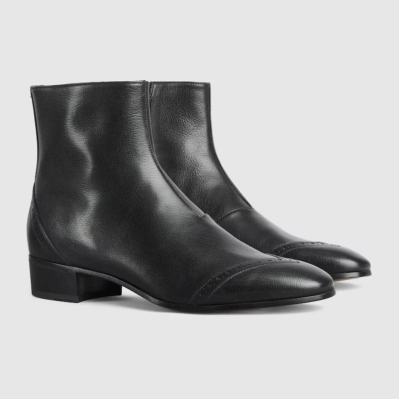 Giày Gucci Ankle Boot With Half Horsebit Nam Đen