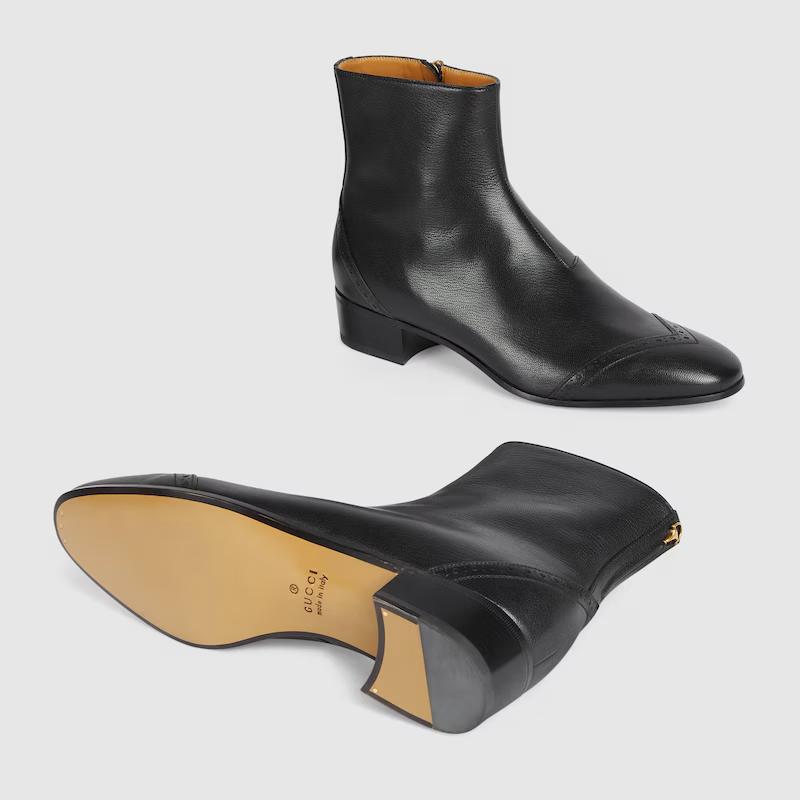 Giày Gucci Ankle Boot With Half Horsebit Nam Đen