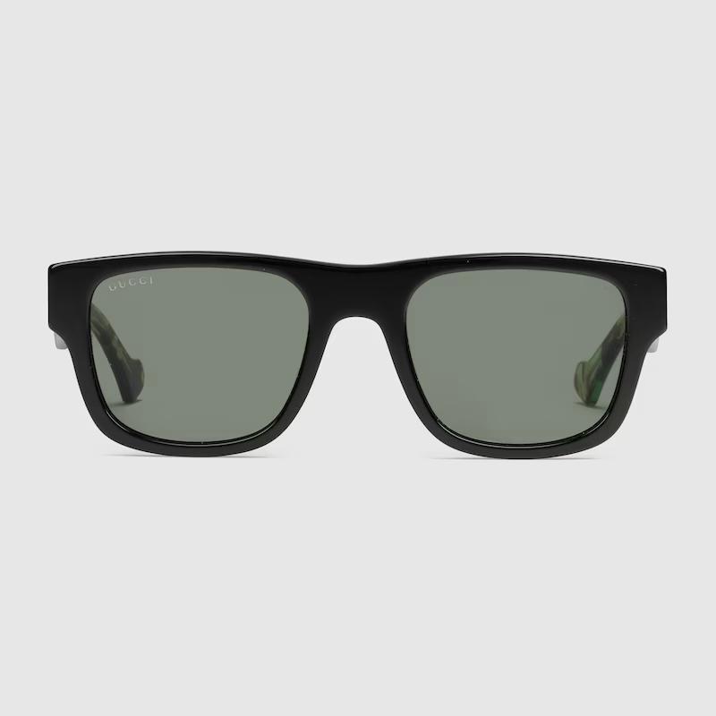 Kính Râm Gucci Nam Square Frame Sunglasses Đen Xanh
