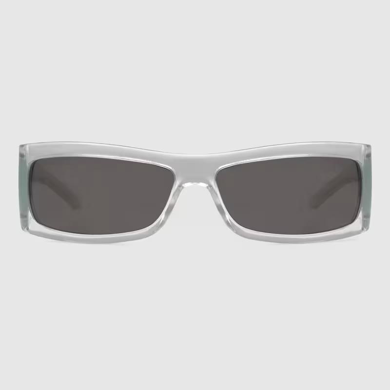 Kính Râm Gucci Nam Rectangular Frame Sunglasses Trắng Trong