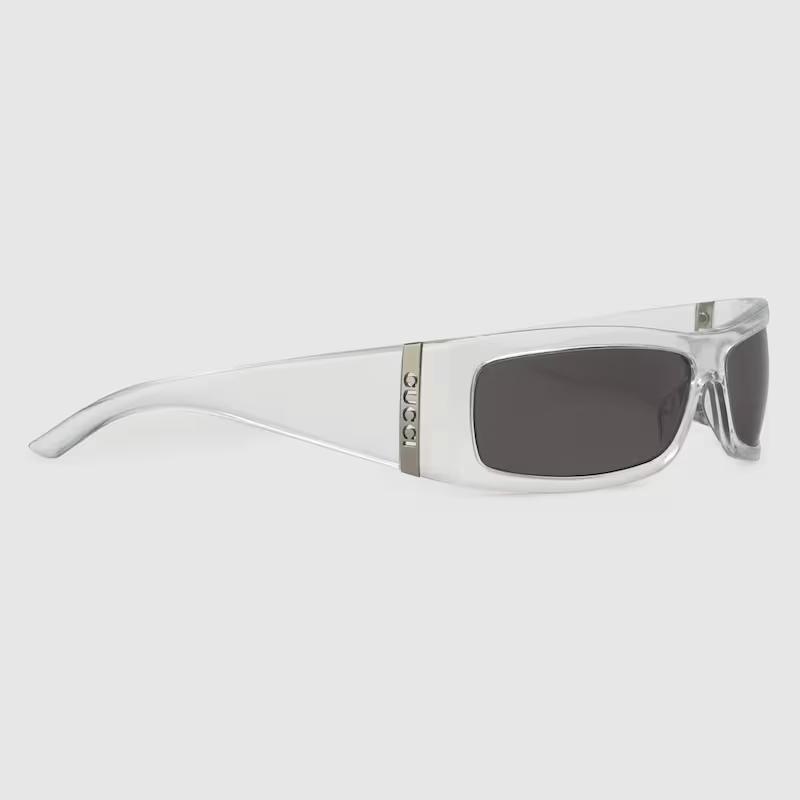 Kính Râm Gucci Nam Rectangular Frame Sunglasses Trắng Trong