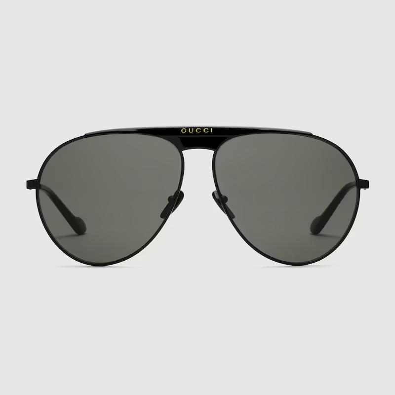 Kính Râm Gucci Nam Aviator Sunglasses Đen Xám