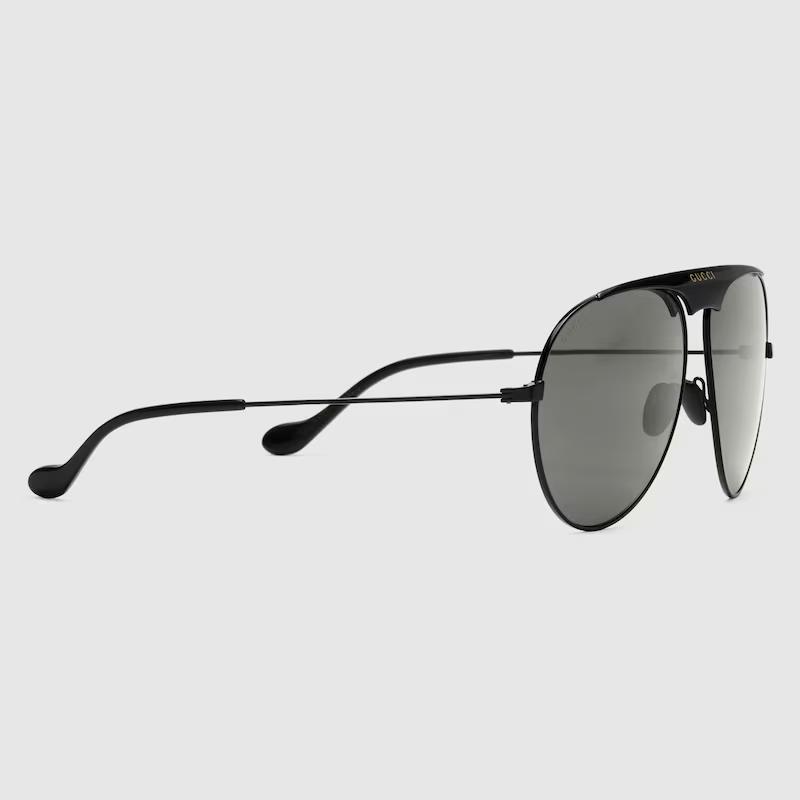 Kính Râm Gucci Nam Aviator Sunglasses Đen Xám