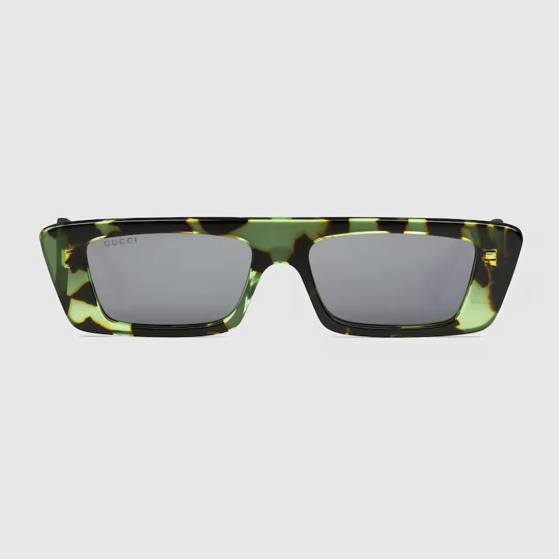 Kính Râm Gucci Nam Rectangular Frame Đen Xanh