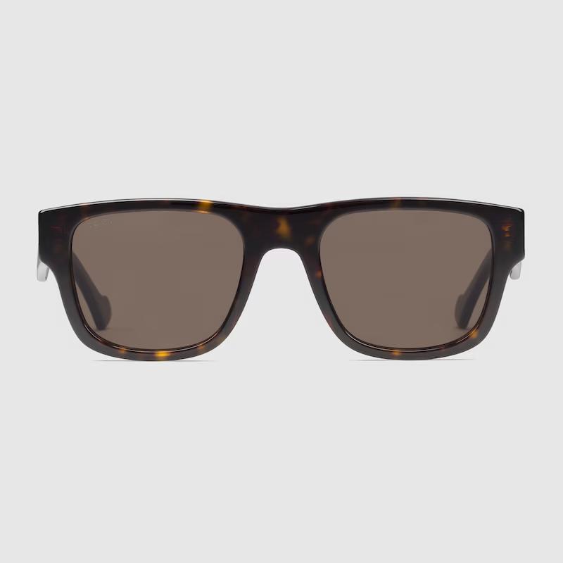 Kính Râm Gucci Nam Square Frame Sunglasses Đen Nâu