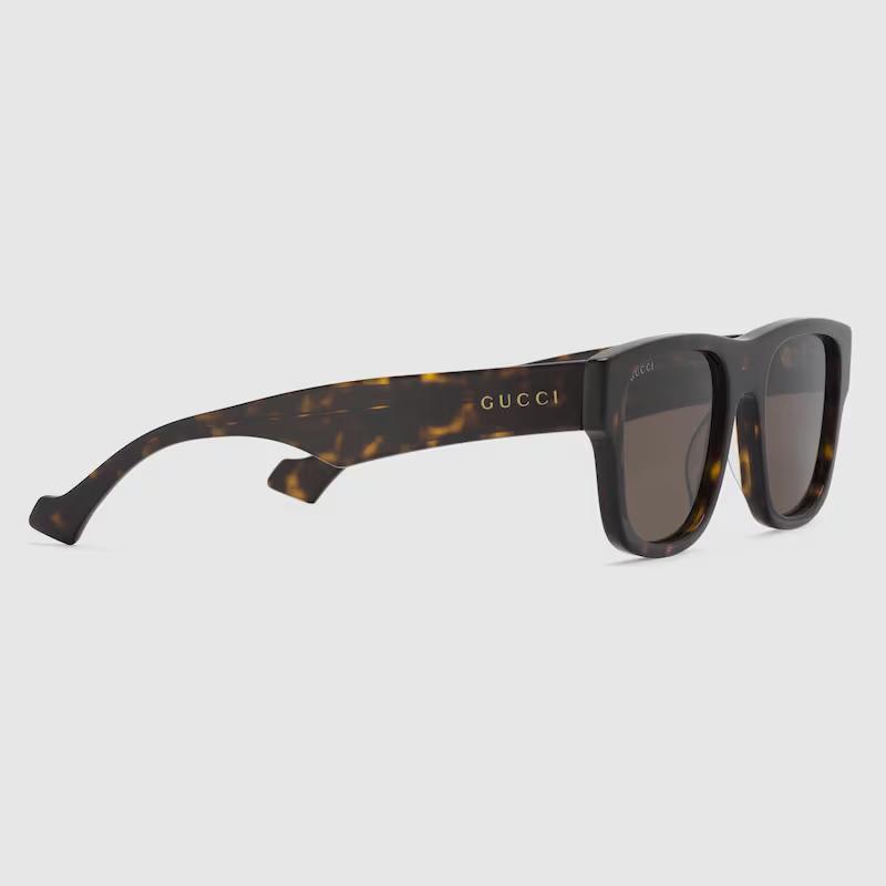 Kính Râm Gucci Nam Square Frame Sunglasses Đen Nâu