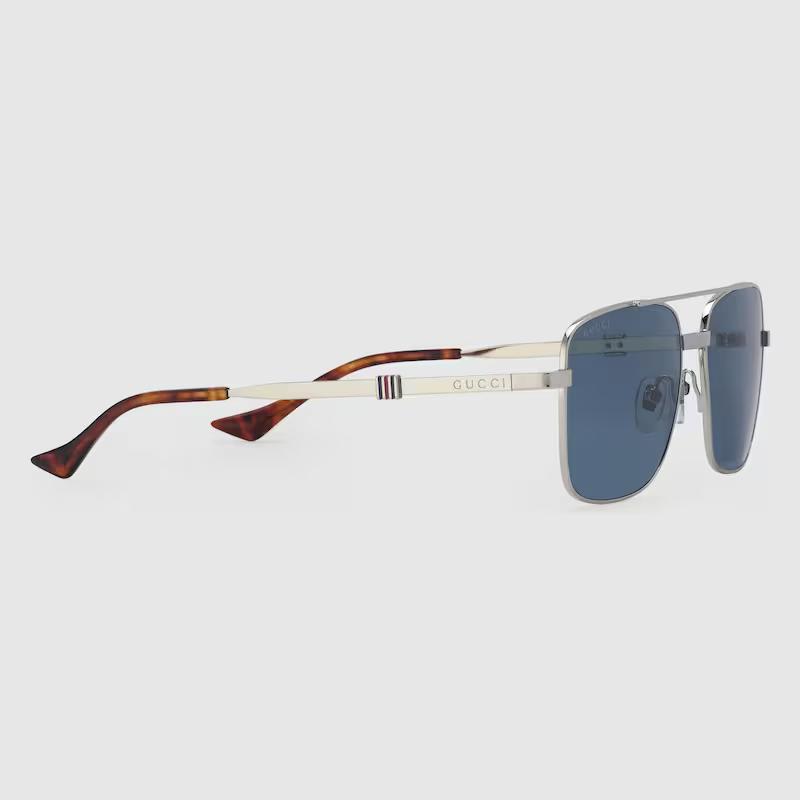 Kính Râm Gucci Nam Square Frame Sunglasses Silver-Toned