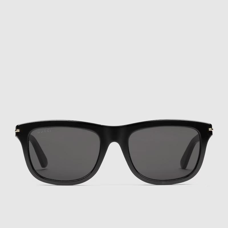 Kính Râm Gucci Nam Rectangular Frame Sunglasses Black Acetate