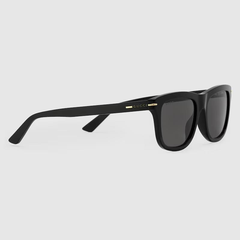 Kính Râm Gucci Nam Rectangular Frame Sunglasses Black Acetate