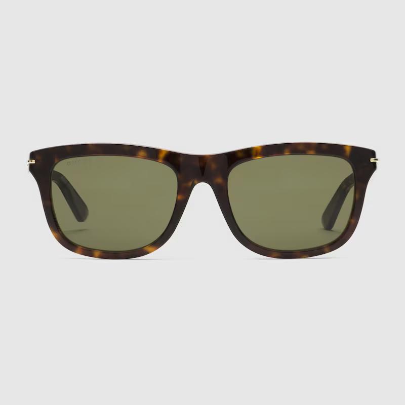 Kính Râm Gucci Nam Rectangular Frame Sunglasses Dark Tortoiseshell