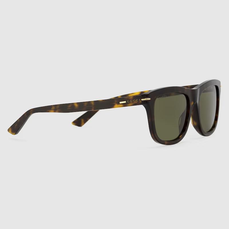 Kính Râm Gucci Nam Rectangular Frame Sunglasses Dark Tortoiseshell