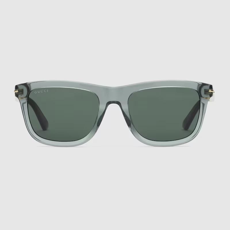 Kính Râm Gucci Nam Rectangular Frame Sunglasses Transparent Blue