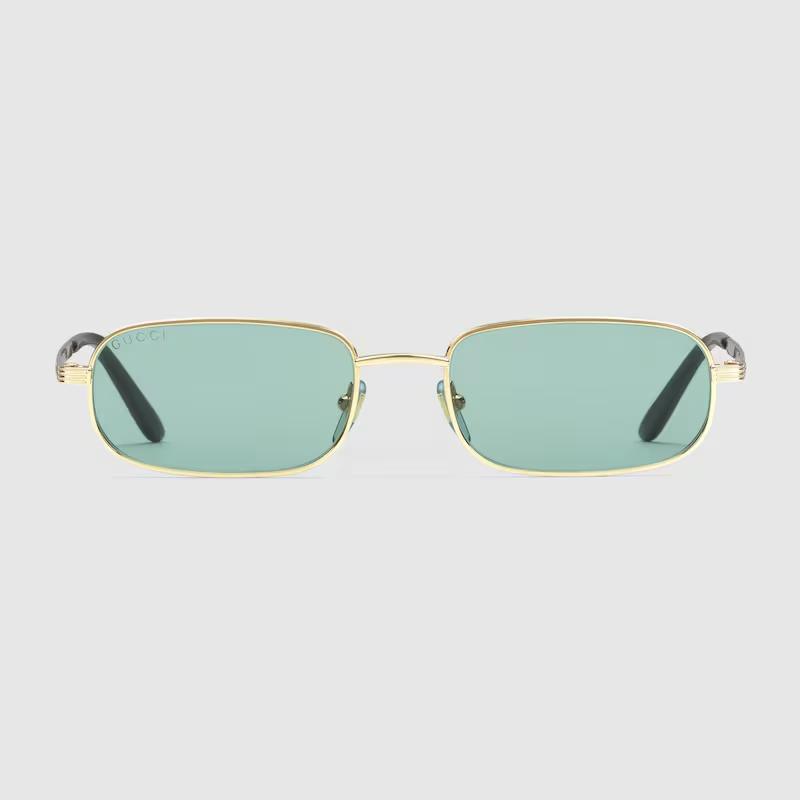 Kính Râm Gucci Nam Rectangular Frame Sunglasses Gold-Toned