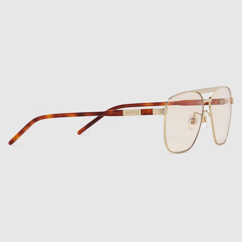 Kính Gucci Navigator-Frame Sunglasses Nam Vàng