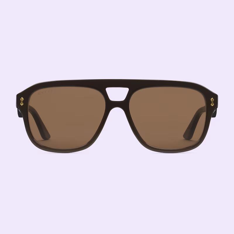 Kính Gucci Nam Aviator Sunglasses Solid Brown Lens