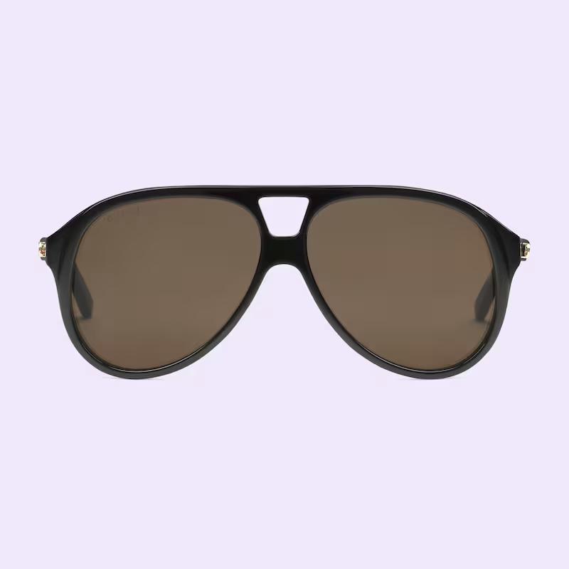 Kính Gucci Nam Aviator Frame Sunglasses Brown Lens