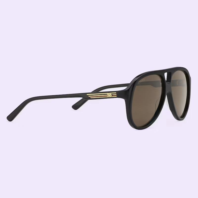 Kính Gucci Nam Aviator Frame Sunglasses Brown Lens