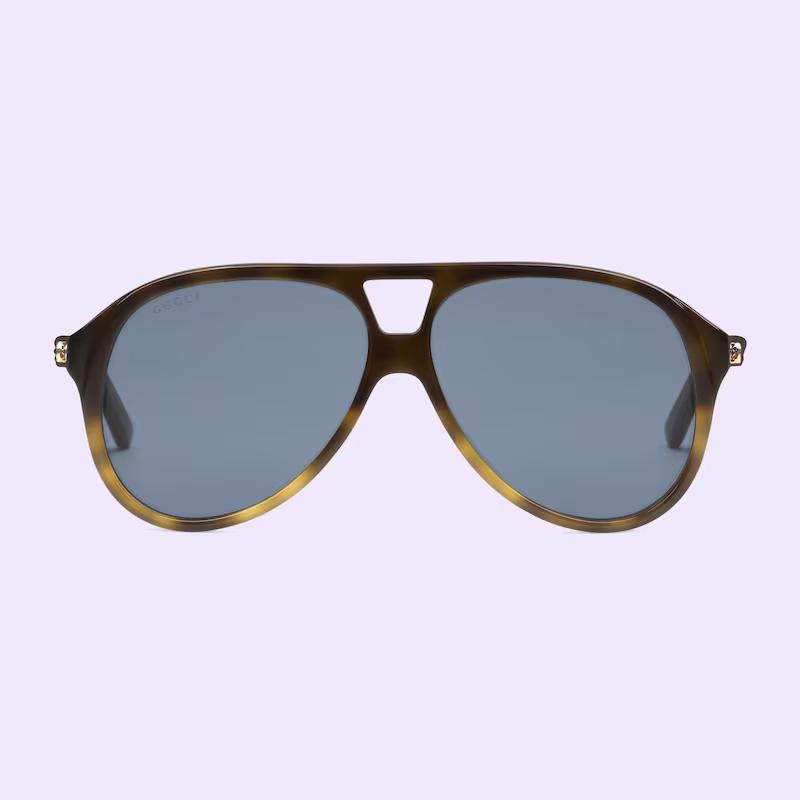 Kính Gucci Nam Aviator Frame Sunglasses Blue Lens