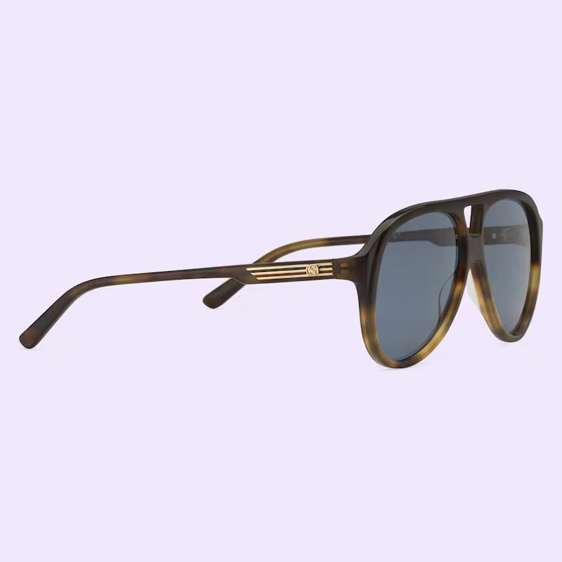 Kính Gucci Nam Aviator Frame Sunglasses Blue Lens