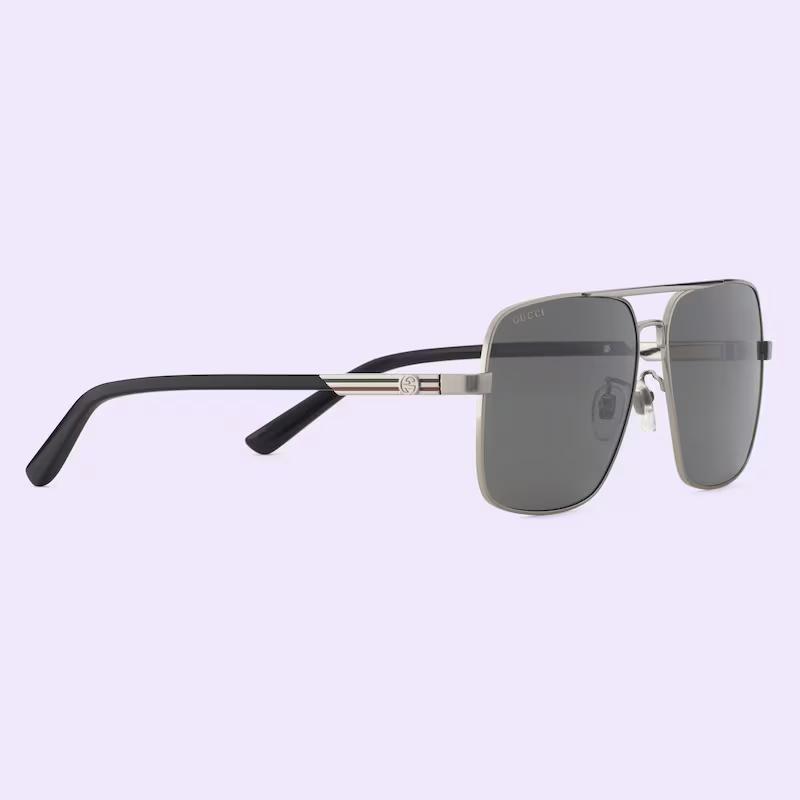 Kính Gucci Navigator Frame Sunglasses Nam Đen Xám