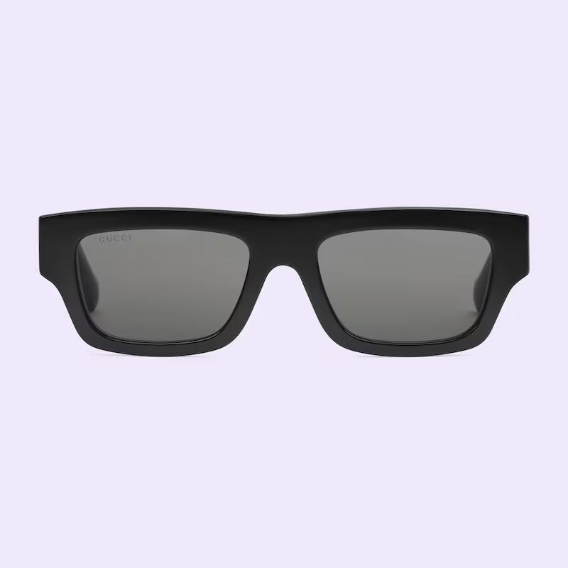 Kính Gucci Rectangular-Frame Sunglasses Nam Đen Xám