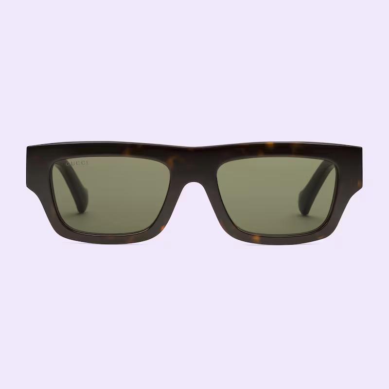 Kính Gucci Rectangular-Frame Sunglasses Nam Nâu Xanh