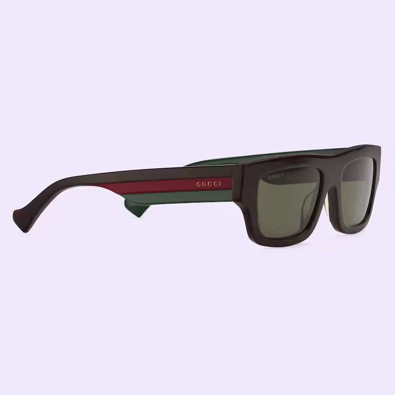 Kính Gucci Rectangular-Frame Sunglasses Nam Nâu Xanh