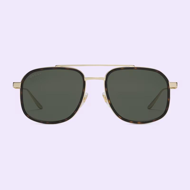 Kính Gucci Nam Navigator Frame Sunglasses Vàng Xanh