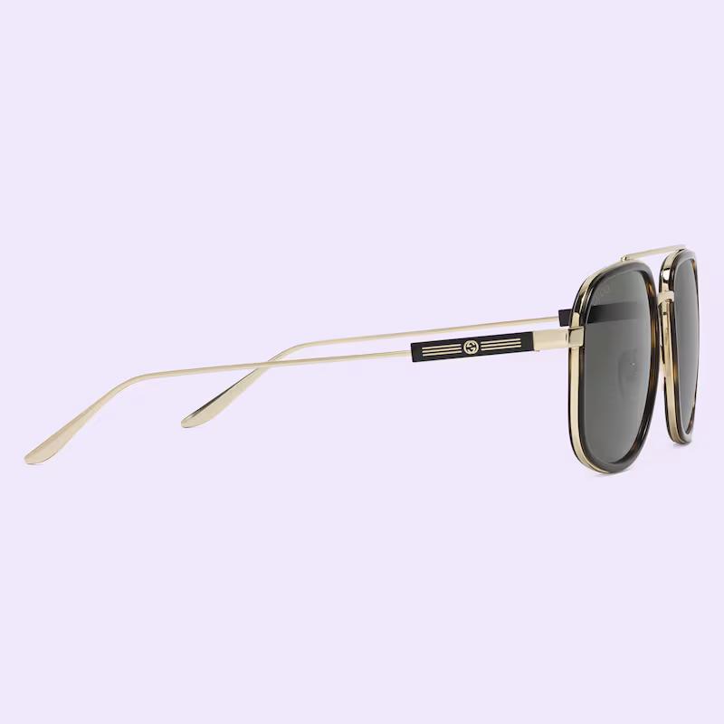 Kính Gucci Nam Navigator Frame Sunglasses Vàng Xanh