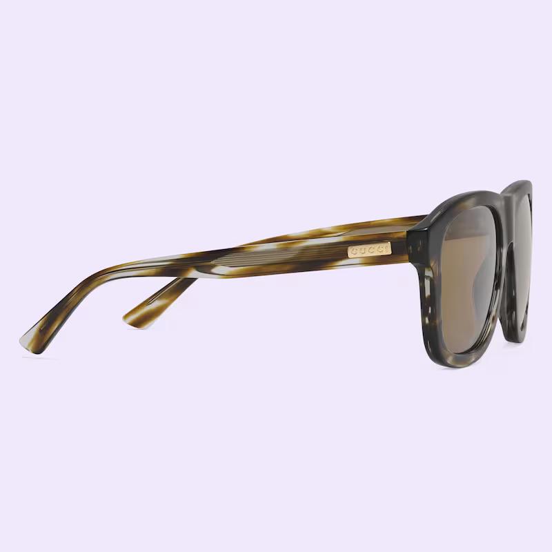 Kính Gucci Nam Square Frame Sunglasses Brown Lens