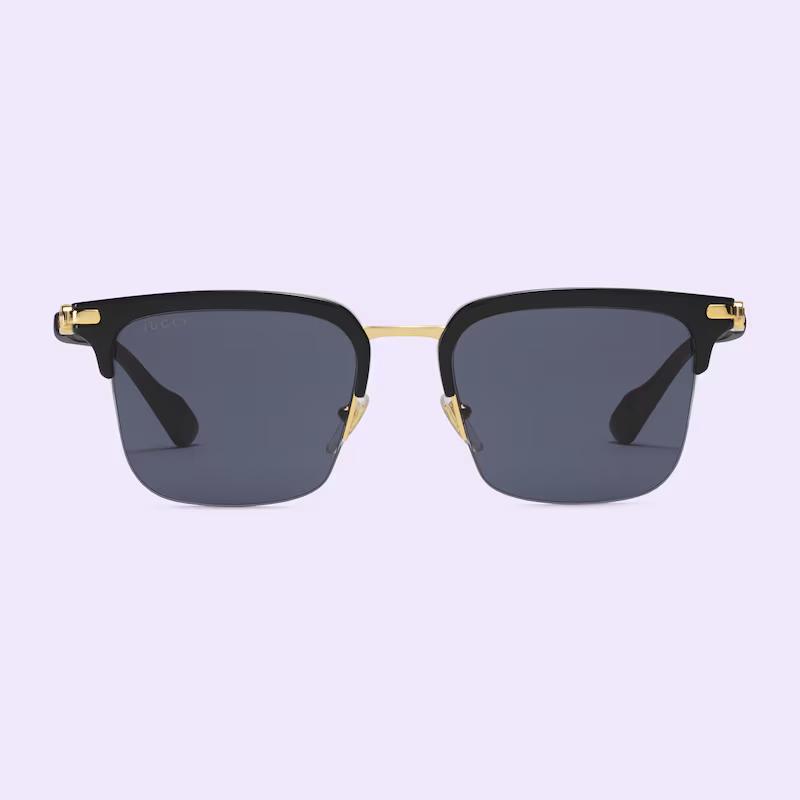 Kính Gucci Rectangular Sunglasses Nam Xám Nâu