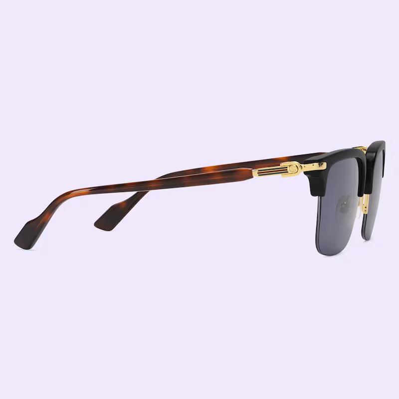 Kính Gucci Rectangular Sunglasses Nam Xám Nâu