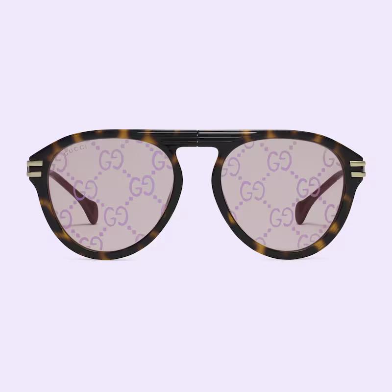 Kính Gucci Nam Specialized Fit Round Sunglasses Nâu Đậm