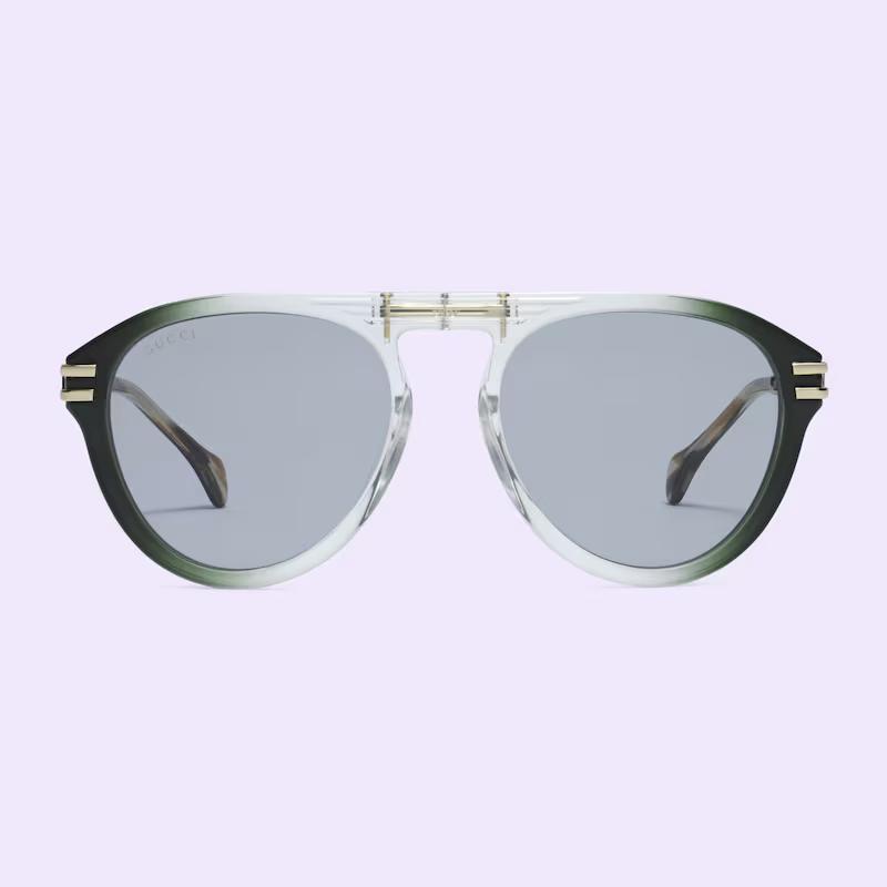 Kính Râm Gucci Nam Round Sunglasses Gradient Green