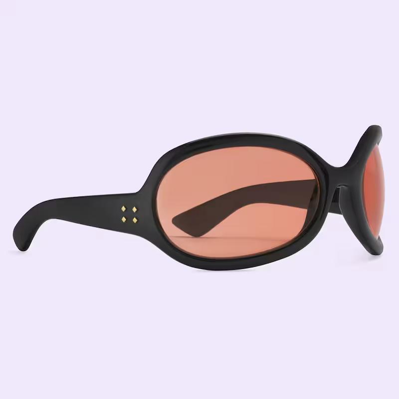 Kính Gucci Oval-Frame Sunglasses Nam Đen