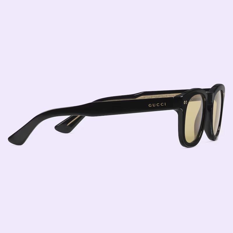 Kính Gucci Round Sunglasses Nam Đen Vàng