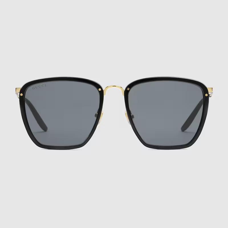 Kính Gucci Square Acetate And Metal Sunglasses Nam Đen