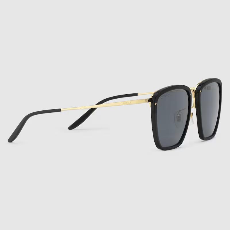 Kính Gucci Square Acetate And Metal Sunglasses Nam Đen