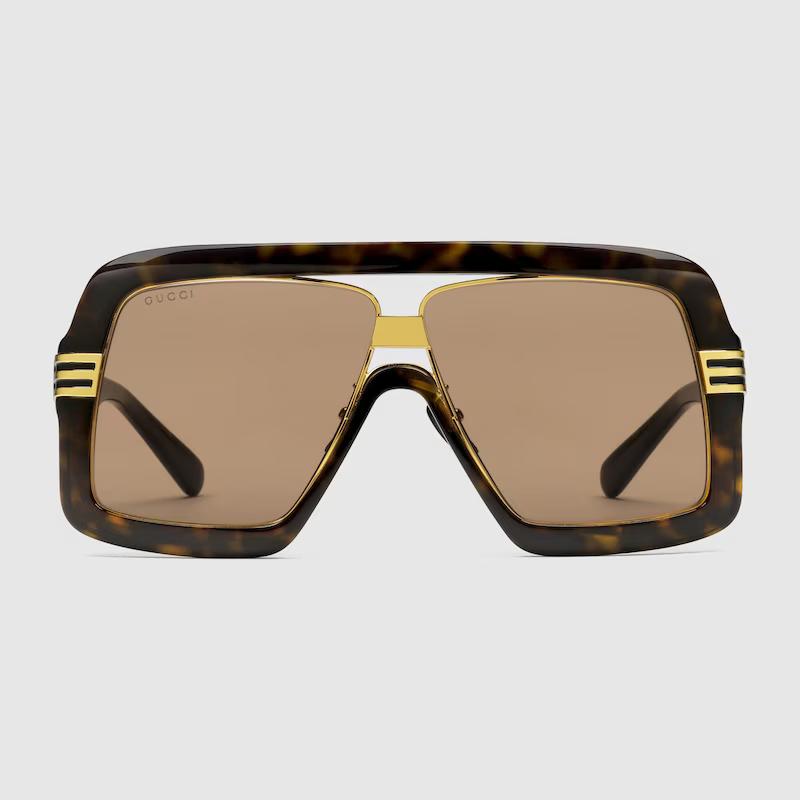 Kính Gucci Square-Frame Sunglasses Nam Nâu Vàng