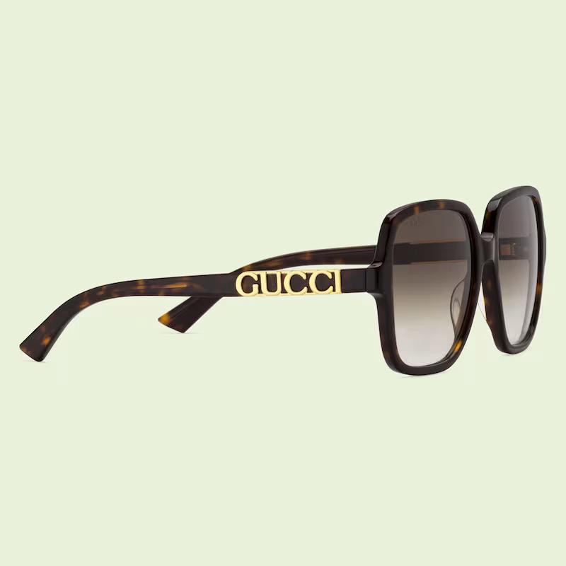 Kính Gucci Rectangular Frame Sunglasses Gradient Brown Lens Nam