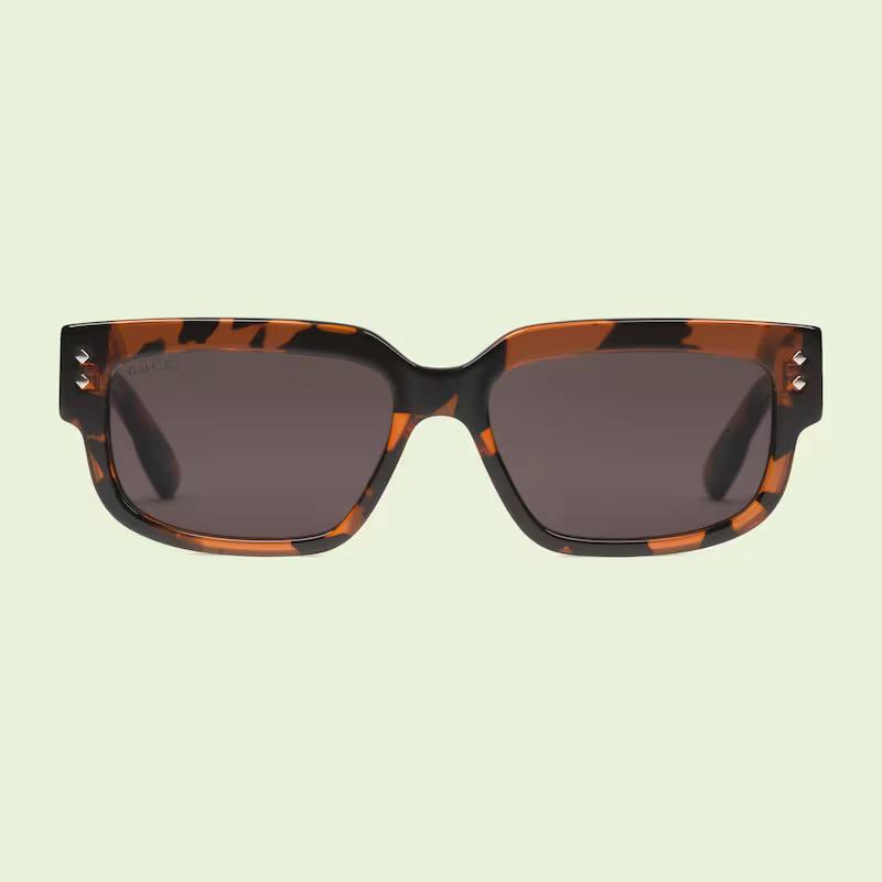 Kính Gucci Rectangular Frame Sunglasses Nam Đen Nâu