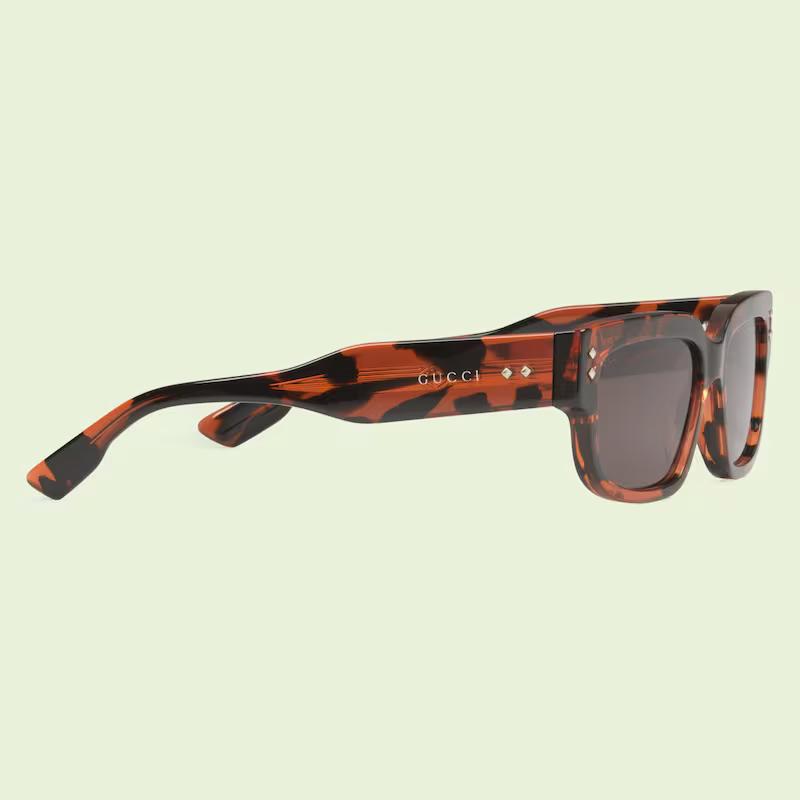 Kính Gucci Rectangular Frame Sunglasses Nam Đen Nâu