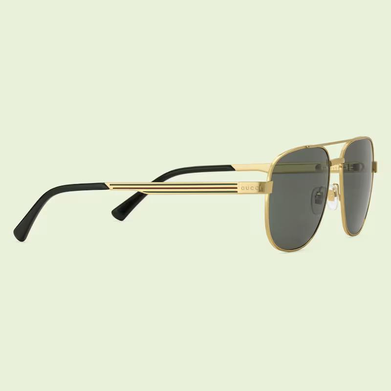 Kính Gucci Navigator Frame Sunglasses Nam Vàng Xám