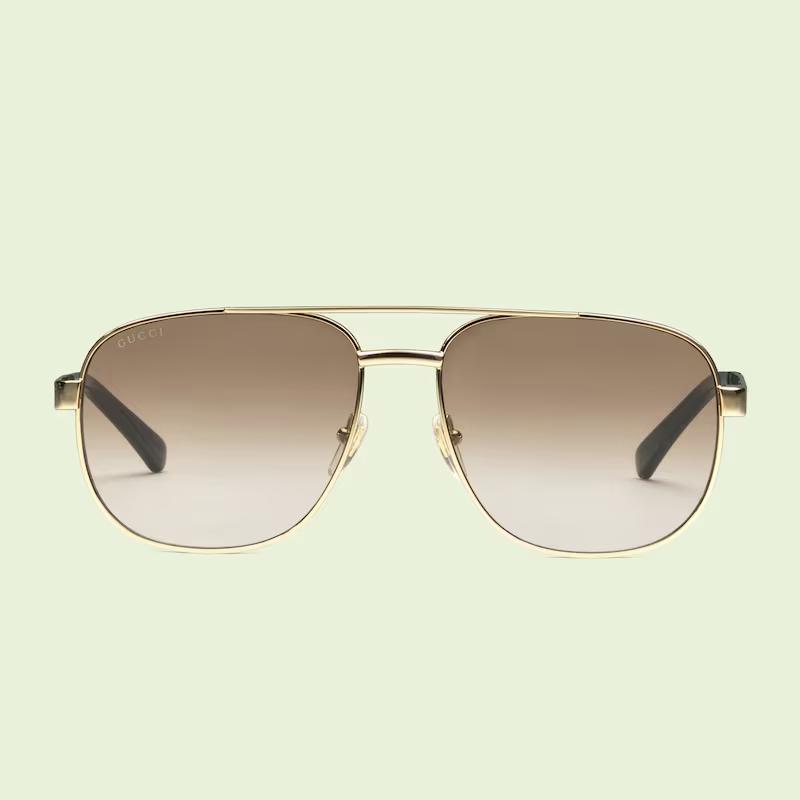 Kính Gucci Navigator Frame Sunglasses Nam Gold-Toned