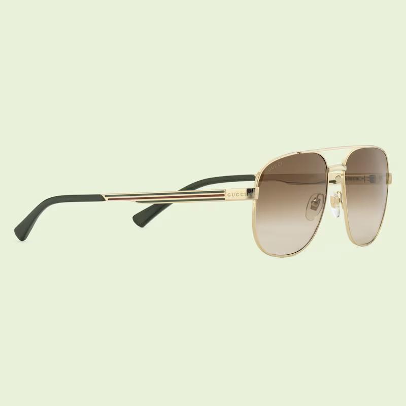 Kính Gucci Navigator Frame Sunglasses Nam Gold-Toned