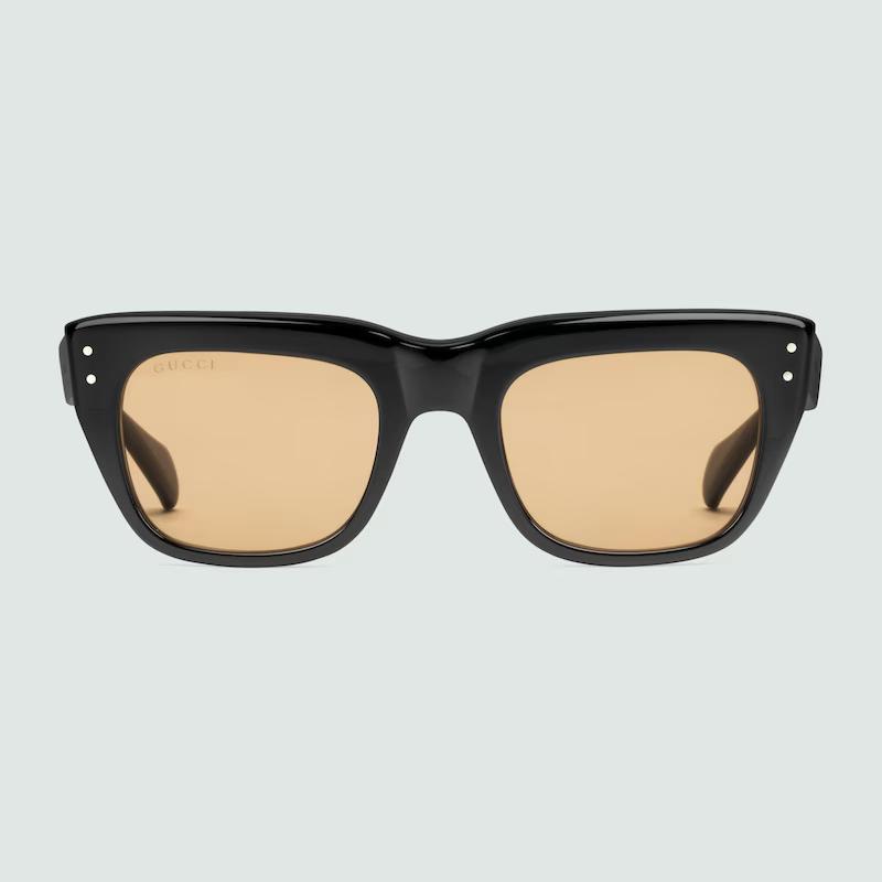 Kính Gucci Squared-Frame Sunglasses Dark Yellow Lens Nam