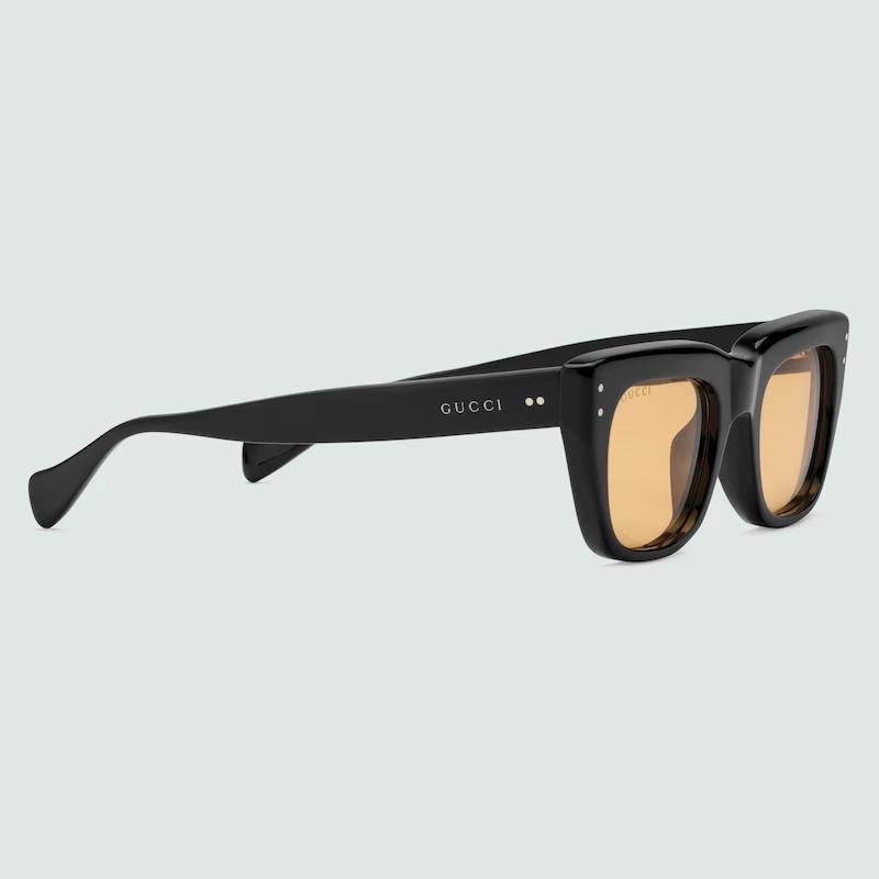 Kính Gucci Squared-Frame Sunglasses Dark Yellow Lens Nam