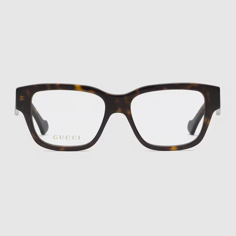 Kính Gucci Rectangular Optical Frame Nam Đen Nâu